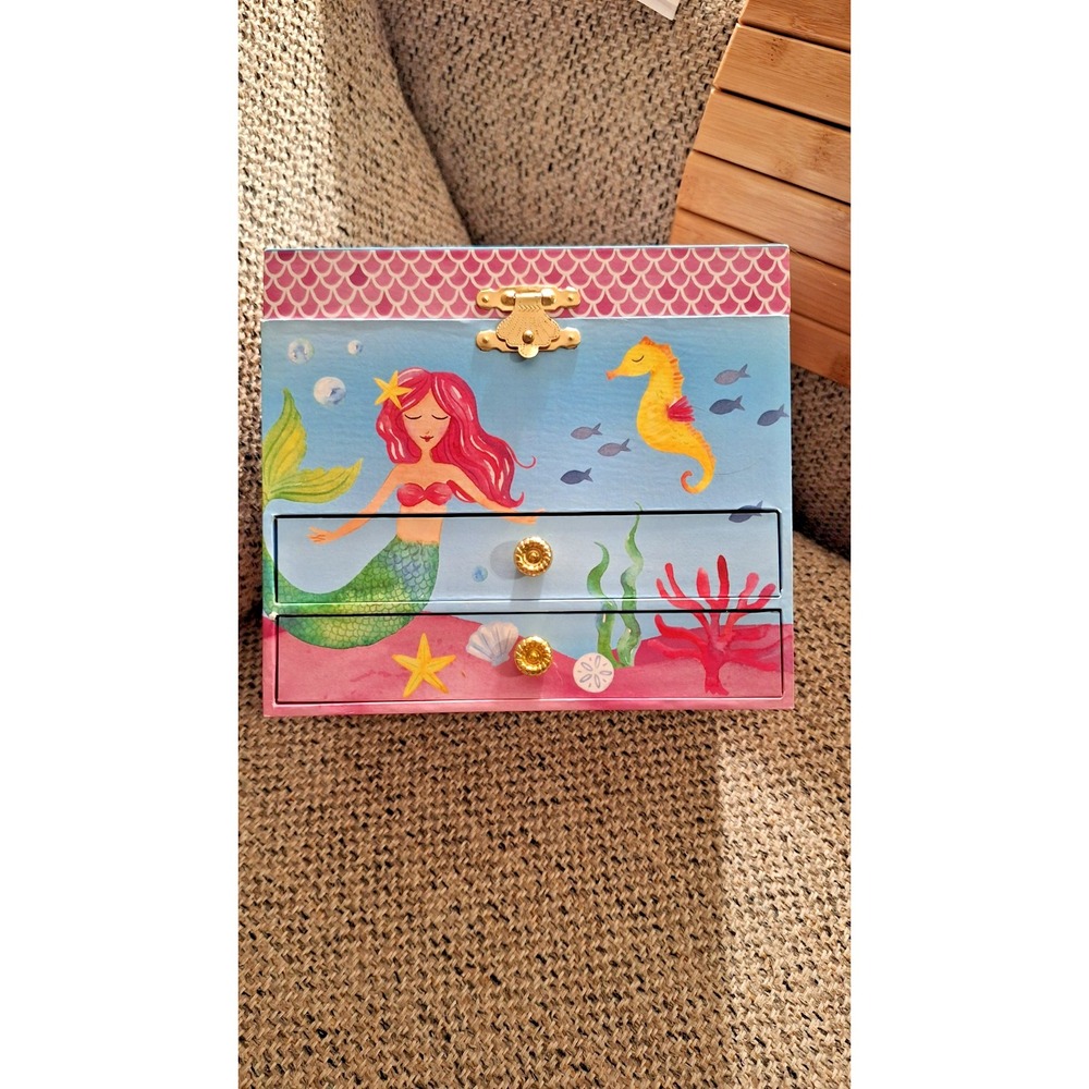 Little Girls Musical Jewelry Box 3 Drawers, Mermaid Design Gifts for Girls - Picture 6 of 14